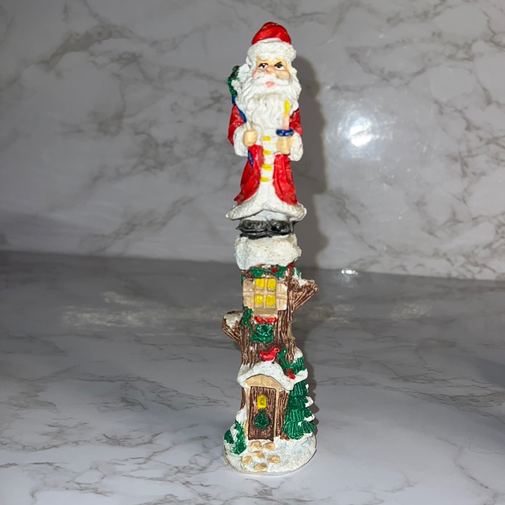 Loomco Vintage Hand Painted Santa in Tree w/ a Robin KA836 1996 limited edition
